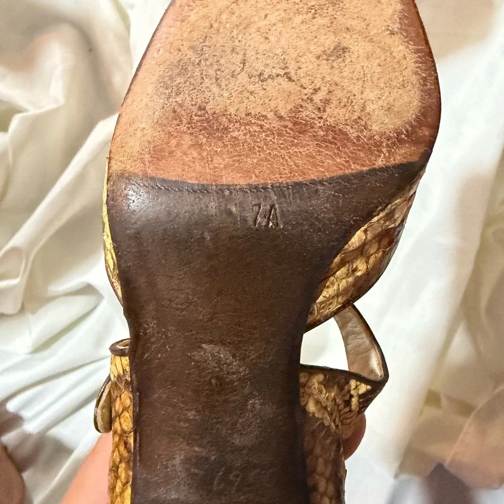✨ RARE Vintage Italian Python Snakeskin T-Strap Mary Jane Heels - Picture 7 of 11